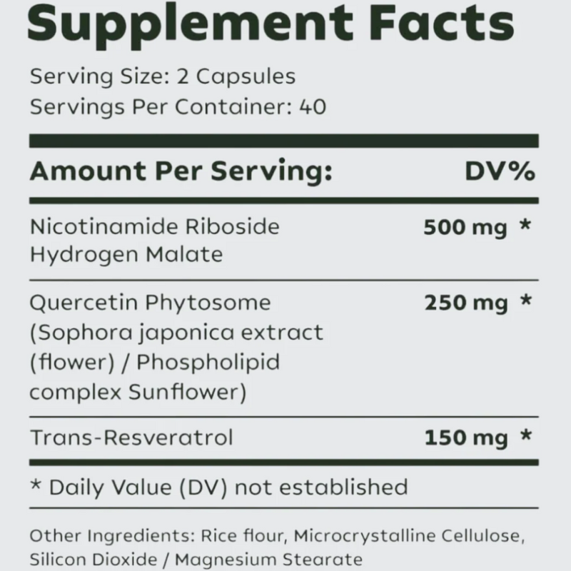 NAD+ Nicotinamide Riboside + Resveratrol (900mg, 60 Capsules)