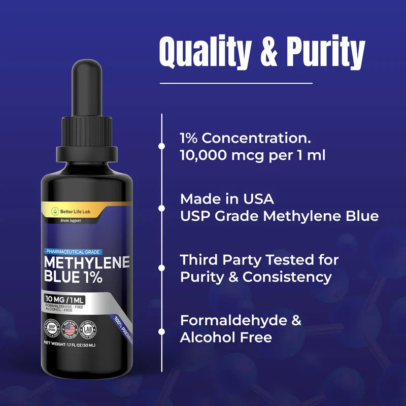 Methylene Blue 1% – Pharmaceutical Grade Drops 50ml (1.7 Fl Oz)