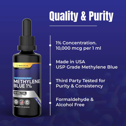 Methylene Blue 1% – Pharmaceutical Grade Drops 50ml (1.7 Fl Oz)