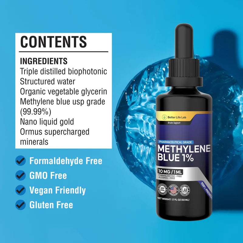 Methylene Blue 1% – Pharmaceutical Grade Drops 50ml (1.7 Fl Oz)