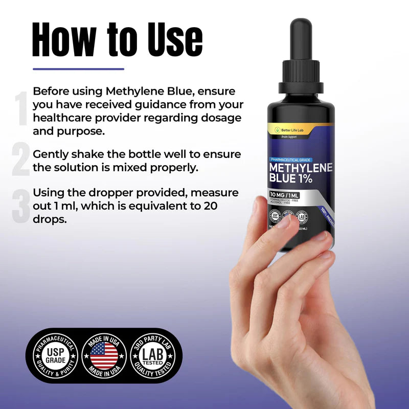 Methylene Blue 1% – Pharmaceutical Grade Drops 50ml (1.7 Fl Oz)