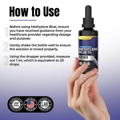 Methylene Blue 1% – Pharmaceutical Grade Drops 50ml (1.7 Fl Oz)