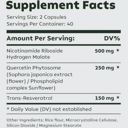 NAD+ Nicotinamide Riboside + Resveratrol (900mg, 60 Capsules)